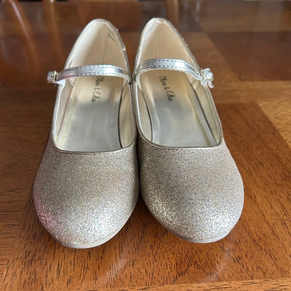 Olive‎ & Edie Lucina Mary Jane Youth Girls Size 4 Gold Glitter Heel Dressy Glam